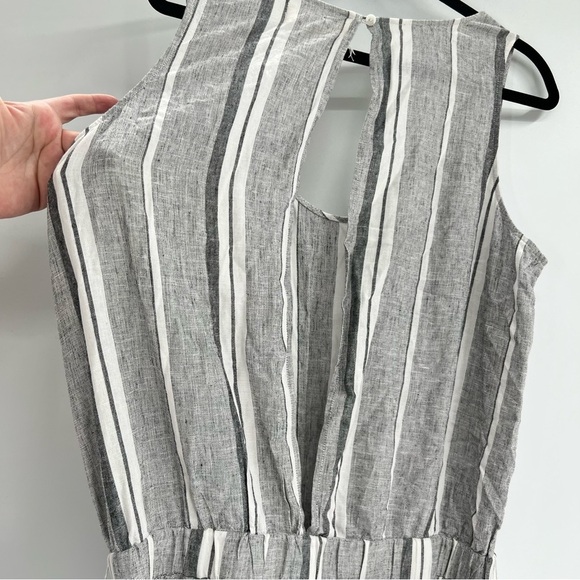 Cloth & Stone Linen Jumpsuit Gray And White  Striped Romper Size L - Picture 5 of 7